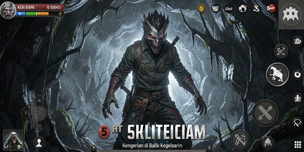 Tampilan gameplay <strong>5RT</strong> menampilkan suasana menegangkan di lokasi angker.