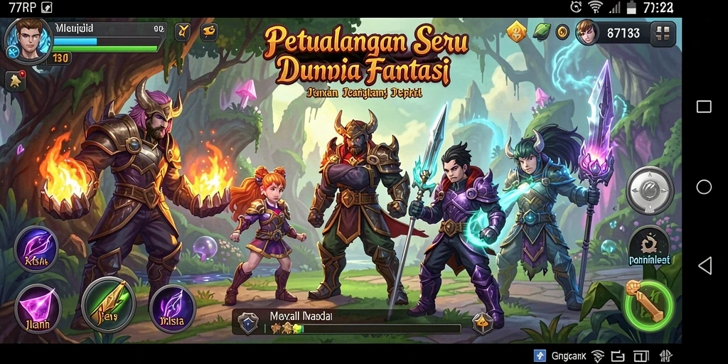Screenshot utama 77RP menampilkan momen seru dalam petualangan.