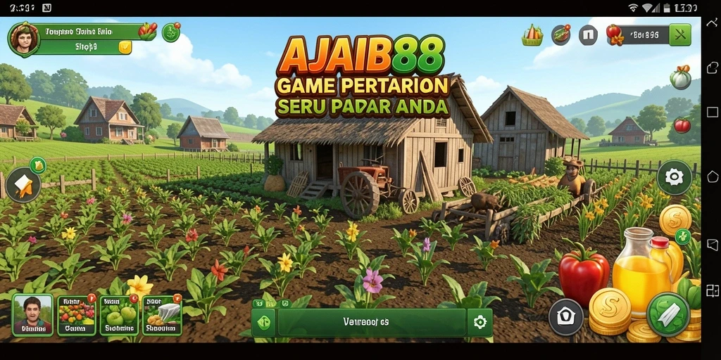 Tampilan gameplay menarik AJAIB88 dengan pertanian yang luas.