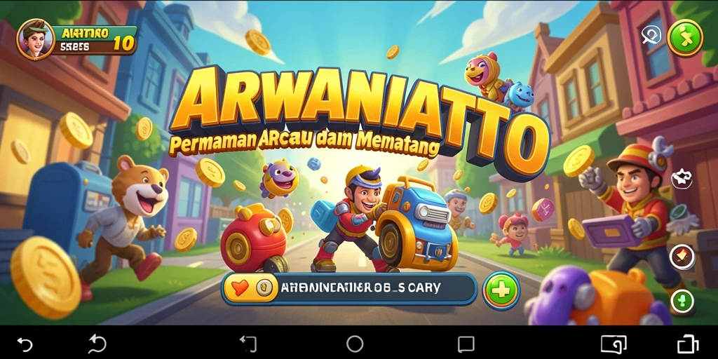Tampilan gameplay seru dari ARWANATOTO dengan berbagai karakter menarik.