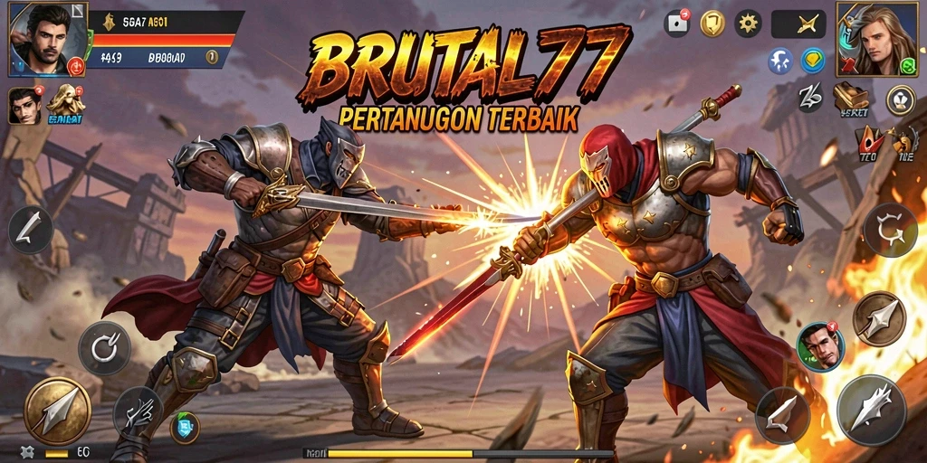 Tampilan gameplay BRUTAL77 yang menegangkan dan penuh aksi.