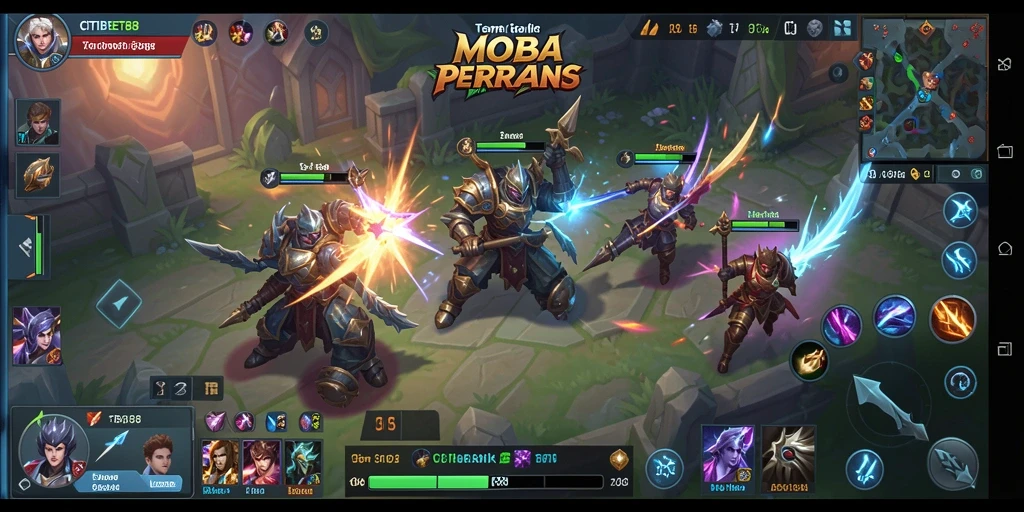 Screenshot gameplay menunjukkan aksi pertempuran tim yang intens.
