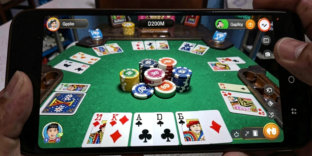 Tampilan gameplay Gaple yang seru dan interaktif di D200M.