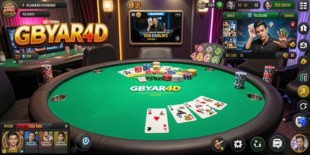 Screenshot gameplay GEBYAR4D menampilkan suasana poker yang seru dan mendebarkan.