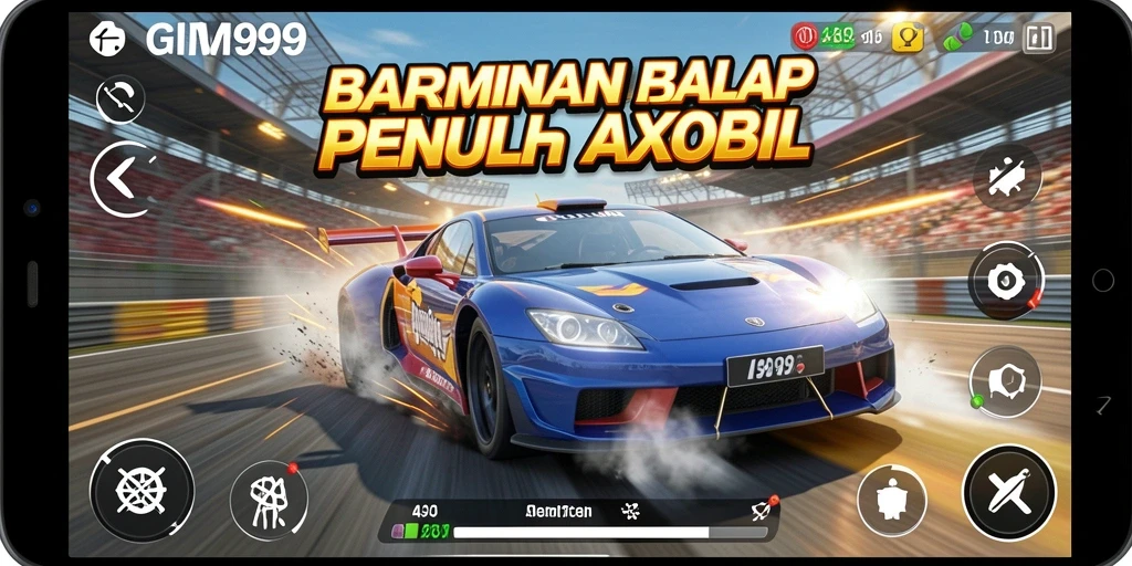 Tampilan gameplay GIM999 dengan aksi balapan mendebarkan.
