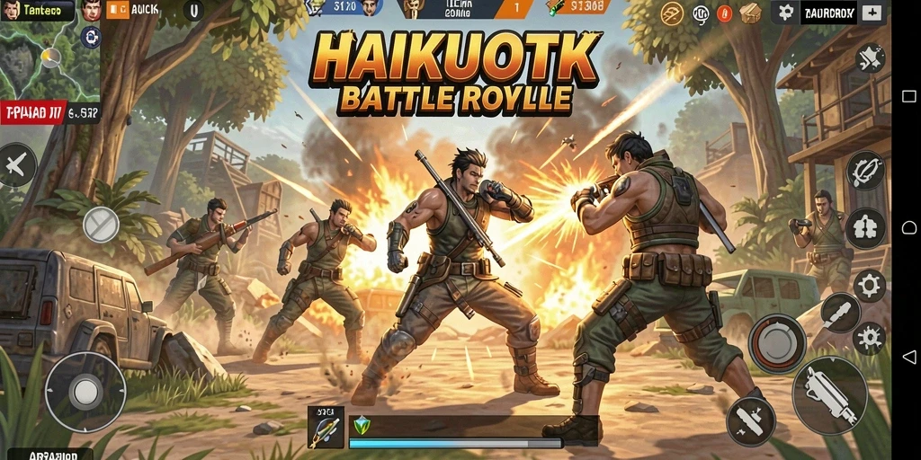Menampilkan aksi pertarungan mendebarkan di HAIKUOTK Battle Royale.