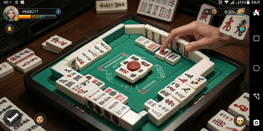 Tampilan gameplay seru HUGO77 dengan berbagai tantangan Mahjong.