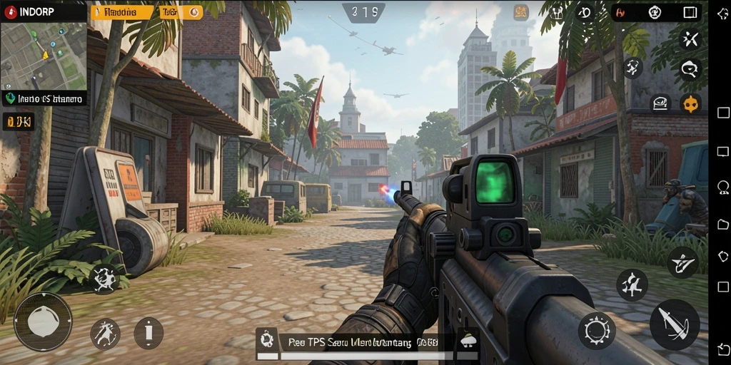 Tampilan gameplay seru dan intens dari INDORP yang menampilkan aksi TPS.
