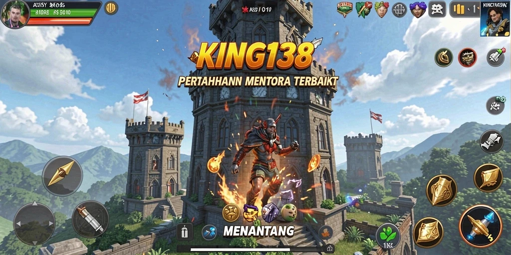 Screenshot menampilkan gameplay strategis KING138 dalam Tower Defense.