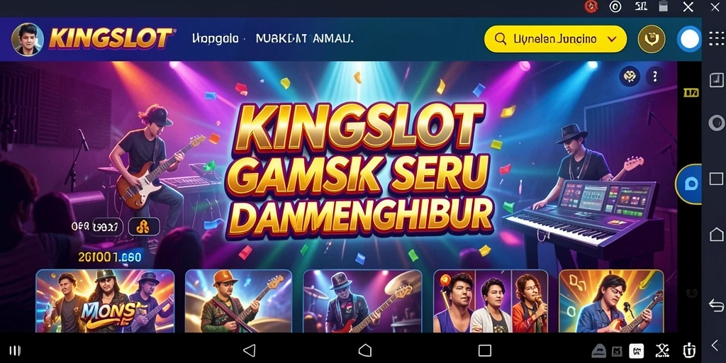Tampilan gameplay KINGSLOT dengan latar musik yang seru.