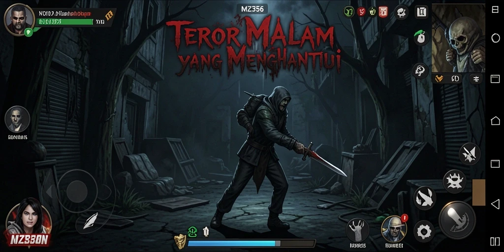 Gameplay MZ356 menegangkan dengan suasana gelap dan menyeramkan.