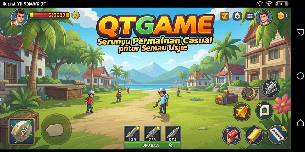 Tampilan gameplay QTGAME dengan grafis penuh warna dan tantangan seru.