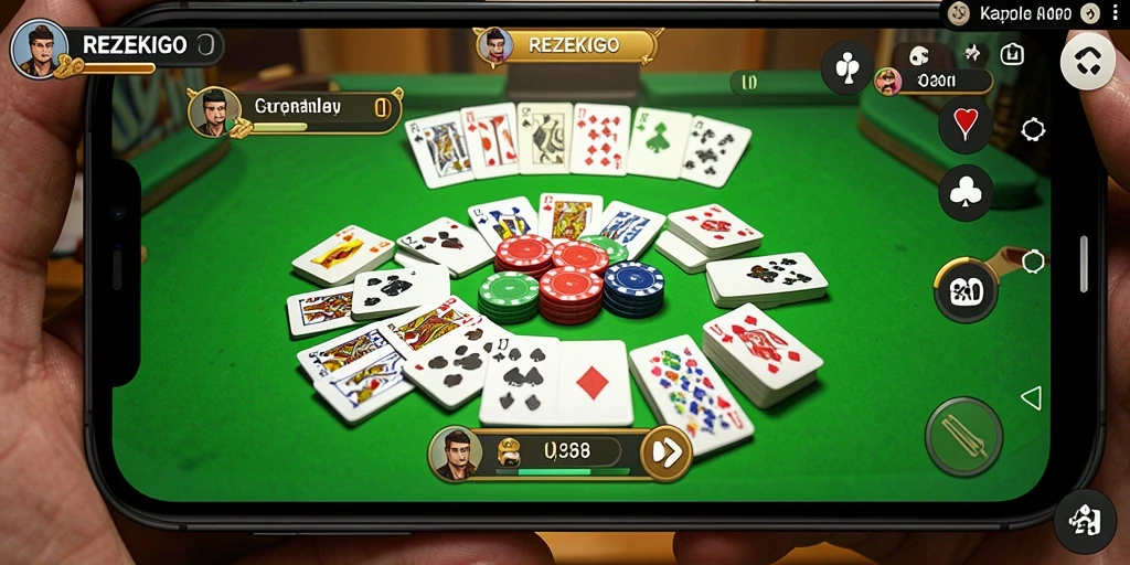 Tangkapan layar gameplay seru REZEKIGO yang menunjukkan strategi Gaple.