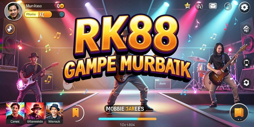 Tampilan gameplay RK88 dengan banyak pilihan lagu menarik.