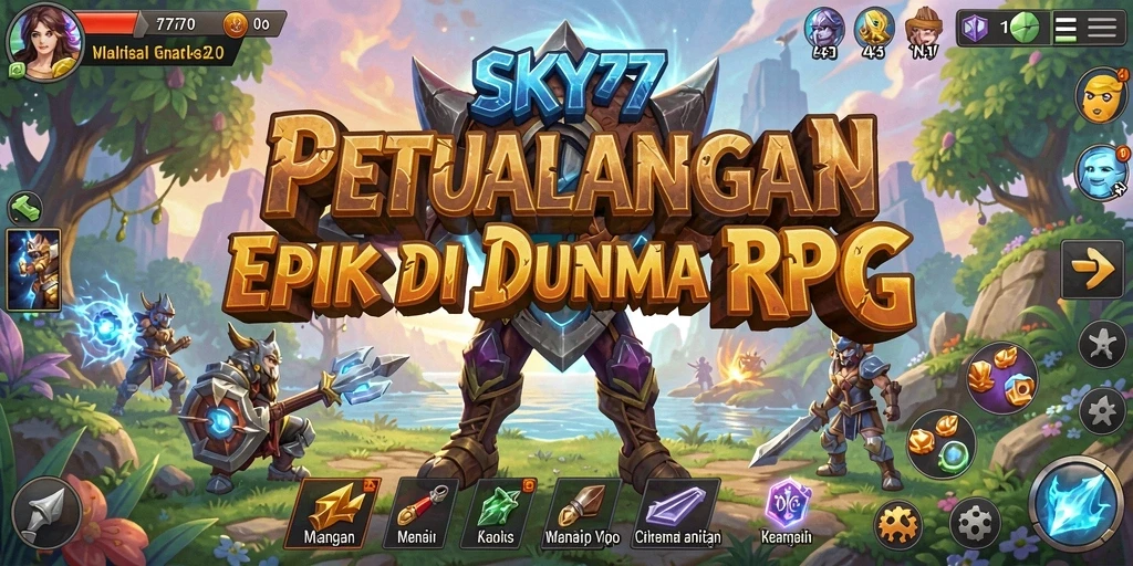 Tangkapan layar yang menampilkan pertempuran epik di dunia SKY77.