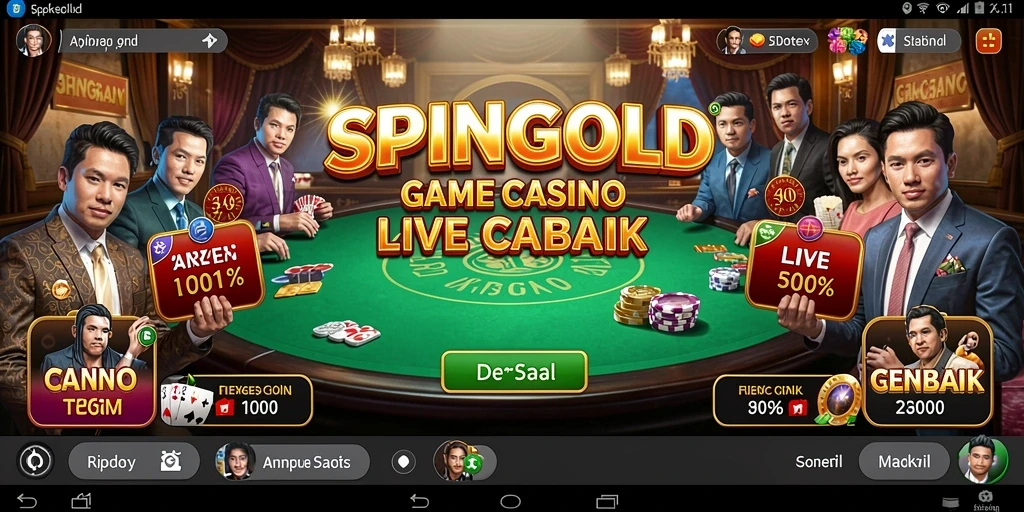 Screenshot SPINGOLD menampilkan dealer langsung dan gameplay seru.