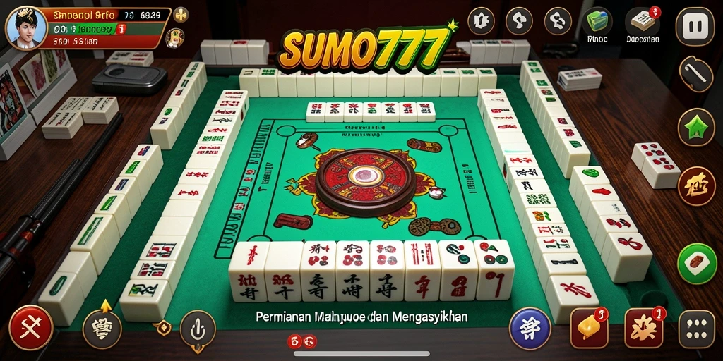 Tampilan menarik gameplay SUMO777 dengan ubin Mahjong berwarna-warni.